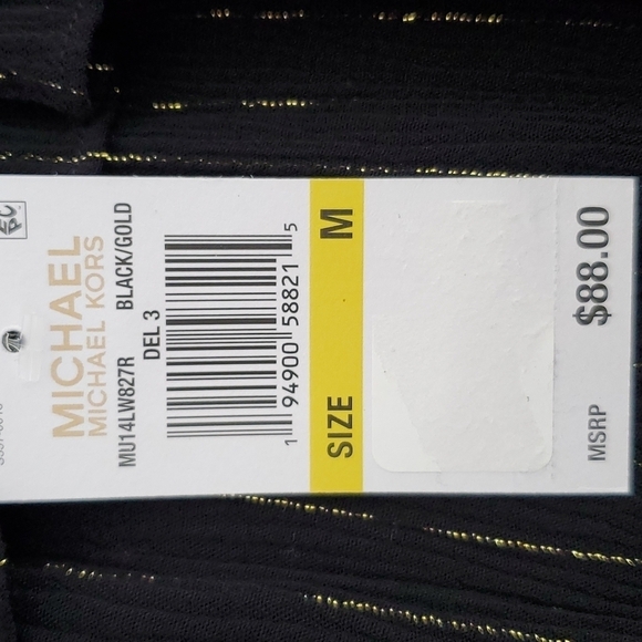 *NWT* MICHAEL MICHAEL KORS Black w/Gold Metallic Threading Ruffle Top, size M - Picture 5 of 6